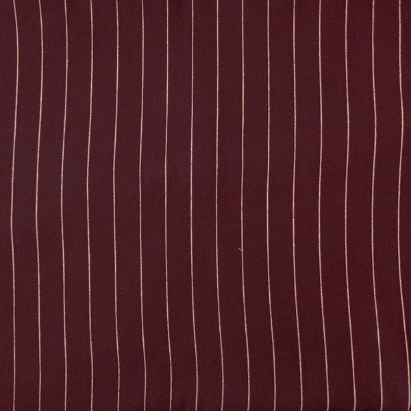 ( PRE-CUT 1 METER ) Pure Cotton Handloom Dark Maroon With White Stripes Hand Woven Fabric