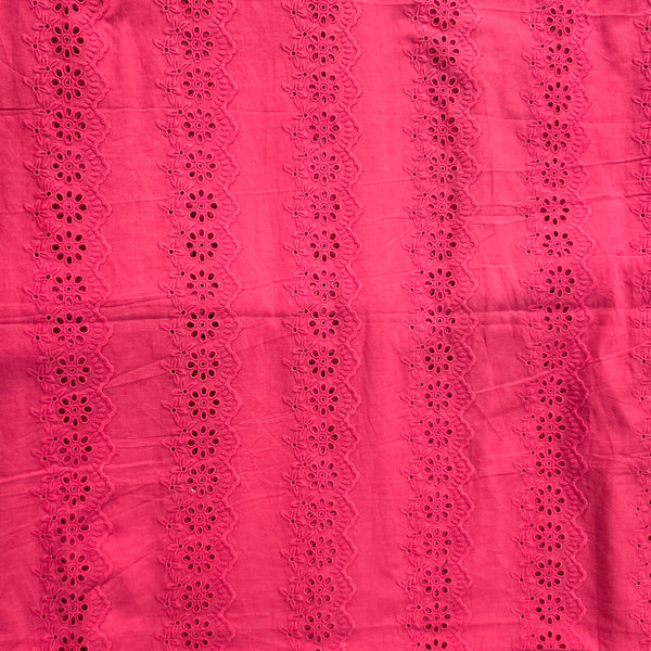 Width 50 Inches Pure Cotton Hakoba pink With Length Wise Scalloped Border Fabric