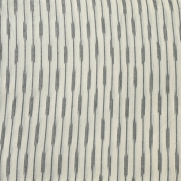 Pure Cotton Ikkat White With Black Stripes With Small Lines Woven Fabric