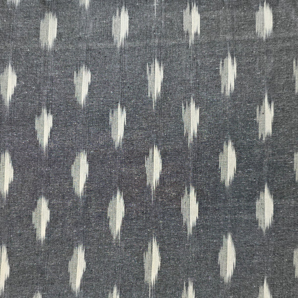 Pure Cotton Ikkat Dark Grey With Tiny Weaves Woven Fabric