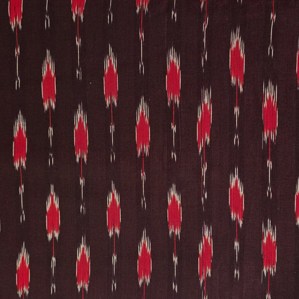 Pure Cotton Special Ikkat Maroon With Red Candy Rocket Weaves Woven Fabric