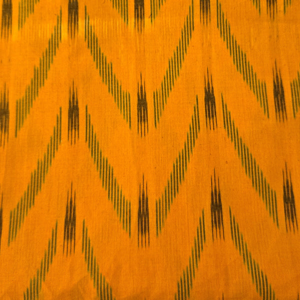 Pure Cotton Special Ikkat Mango Yellow With Unique W Weaves Woven Fabric