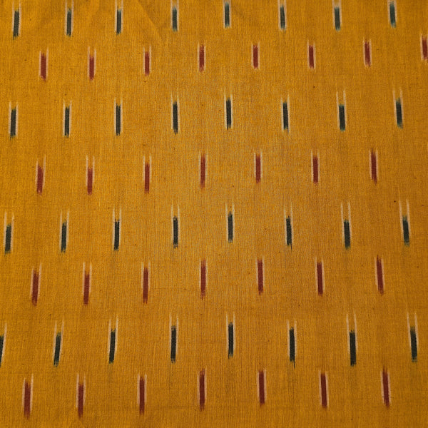 Pure Cotton Special ikkat Ikkat Yellow With Tiny Red And Green Weaves Woven Fabric