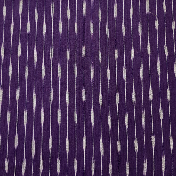 Pure Cotton Ikkat Purple With White Lines Weaves Woven Fabric