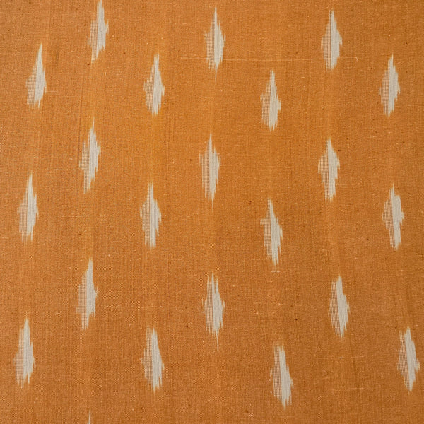 Pure Cotton Ikkat Light Orange With Cream Tiny Weaves Woven Fabric