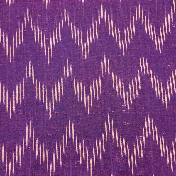 Pure Cotton Ikkat Purple With Cream Peach Weaves Woven Fabric
