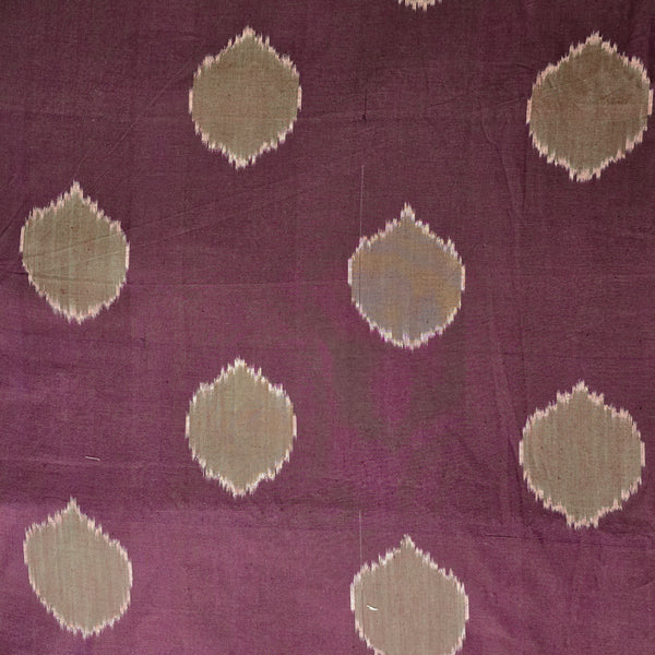 Pure Cotton Special Double Ikkat  Dark Maroon With White Big Circle Weaves Woven Fabric