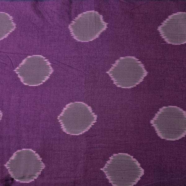 Pure Cotton Special Double Ikkat Purple With White Big Circle Weaves Woven Fabric