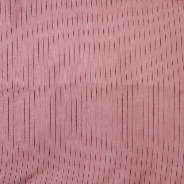 (Pre-Cut 1.70 Meter) Pure Cotton Soft Jamdani Light Pink With Black Lines Stripes Hand Woven Fabric