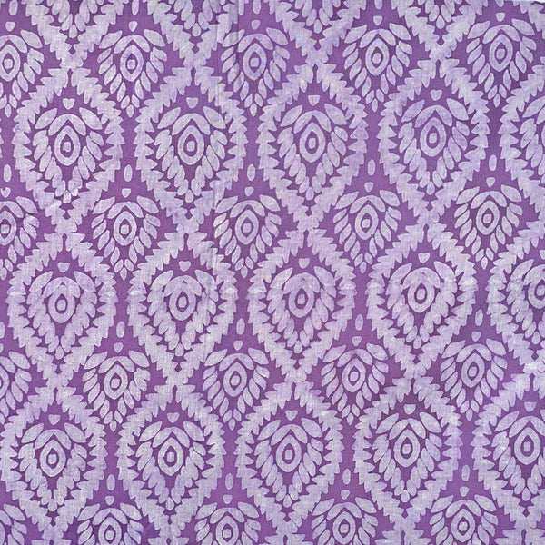 Pure Cotton Dabu Purple With Intricate  Creeper Design Hand Block Print Fabric