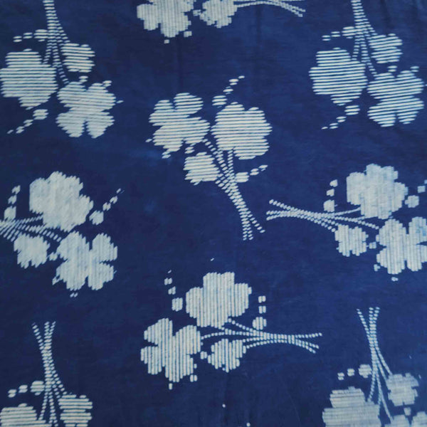 Pure Cotton Indigo Flower Plant Motif Hand Block Print Fabric