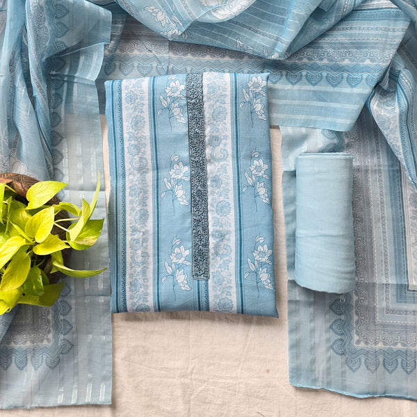 RANISA-Jute Light Blue With Lace Design suit