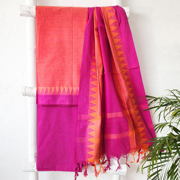 NAYANTARA - Pure South Cotton Handloom Orange With Pink Set