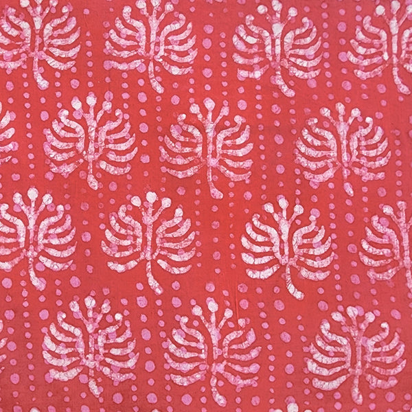 Pure Cotton Dabu Pink With White Motif Design Hand Block Print Fabric