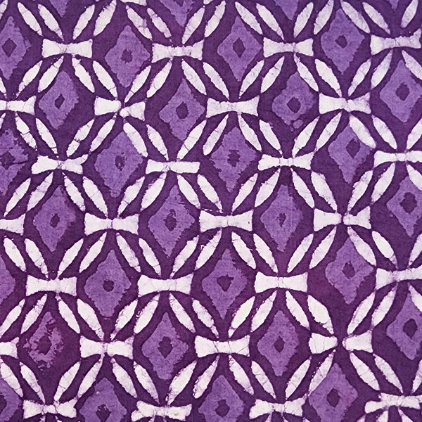 Pure Cotton Dabu Purple With White Intricate Design Hand Block Print Fabric