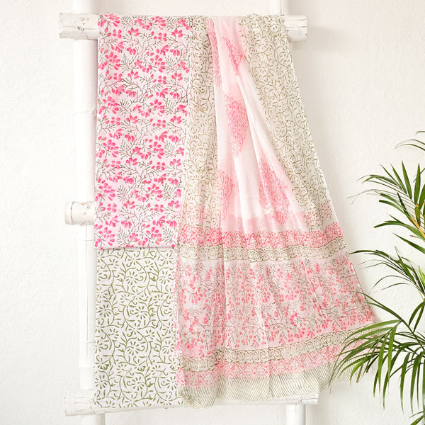 ROZANA - Pure Cotton Jaipuri Pink With White Flower Jaal Suit