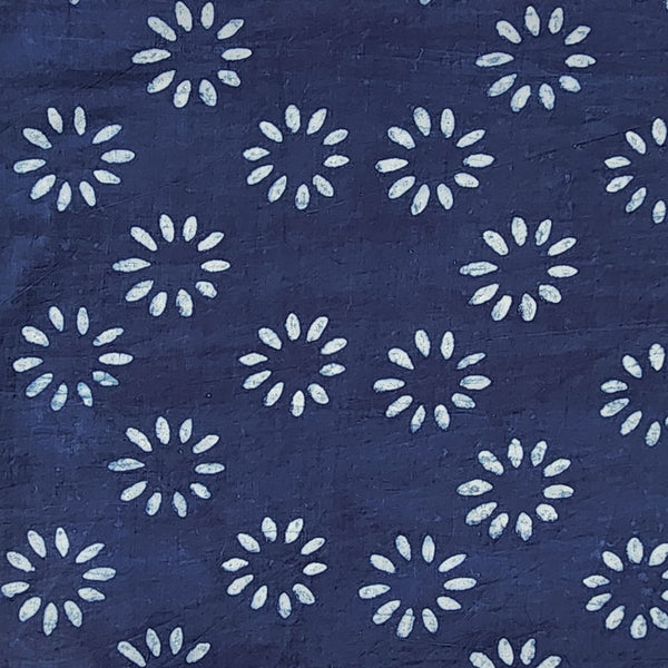 Pure Cotton Akola Indigo Flower Motif Hand Block Print Fabric