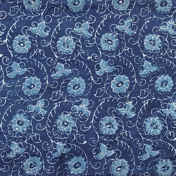 Pure Cotton Akola Indigo Flower Jaal Hand Block Print Fabric