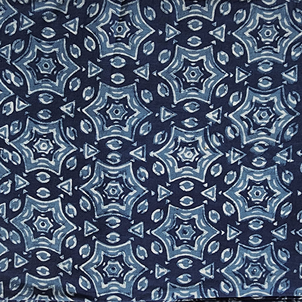 Pure Cotton Akola Indigo Intricate Design Hand Block Print Fabric