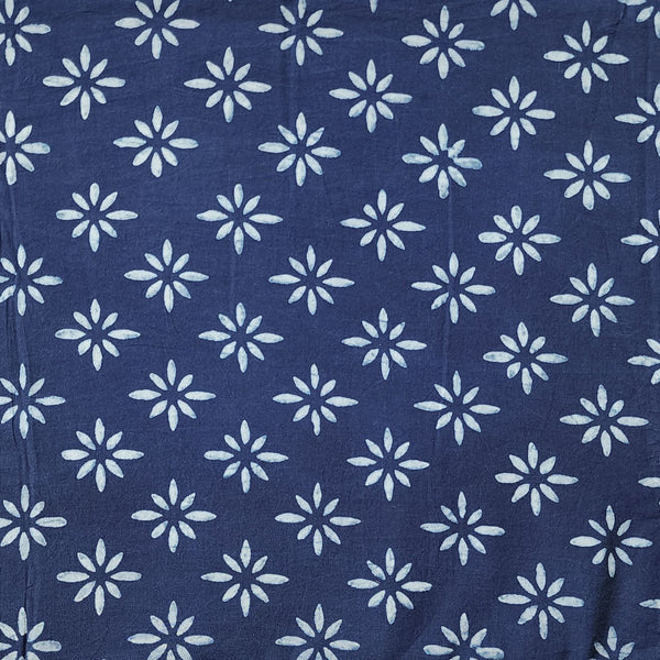 Pure Cotton Akola Indigo White Flower Hand Block Print Fabric