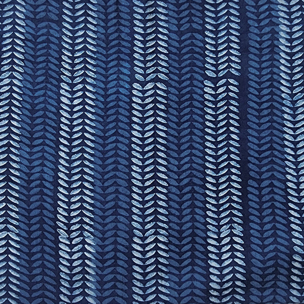 Pure Cotton Akola Indigo Leaves Creeper Hand Block Print Fabric