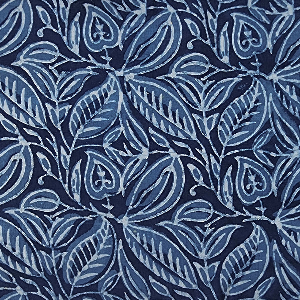 Pure Cotton Special Ankola Indigo With Leaves  Jaal Hand Block Print Fabric