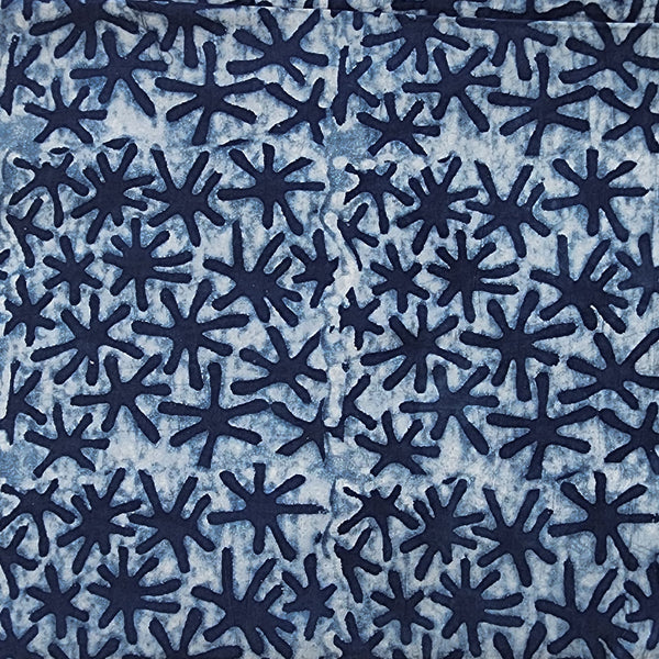 Pure Cotton Akola Indigo With  Star Fish Hand Block Print Fabric