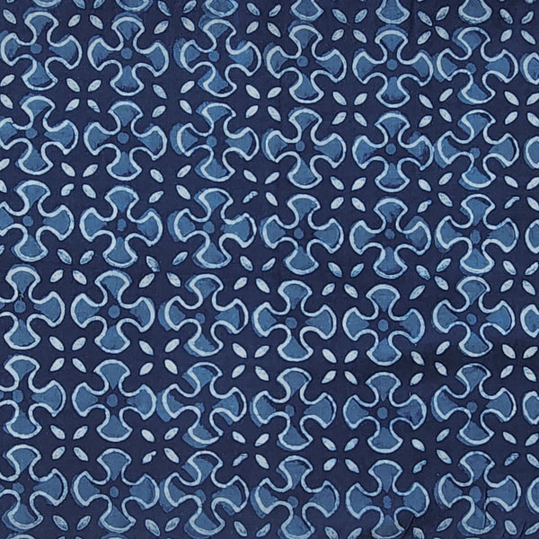 Pure Cotton Akola Indigo Flower Intricate  Design  Hand Block Print Fabric