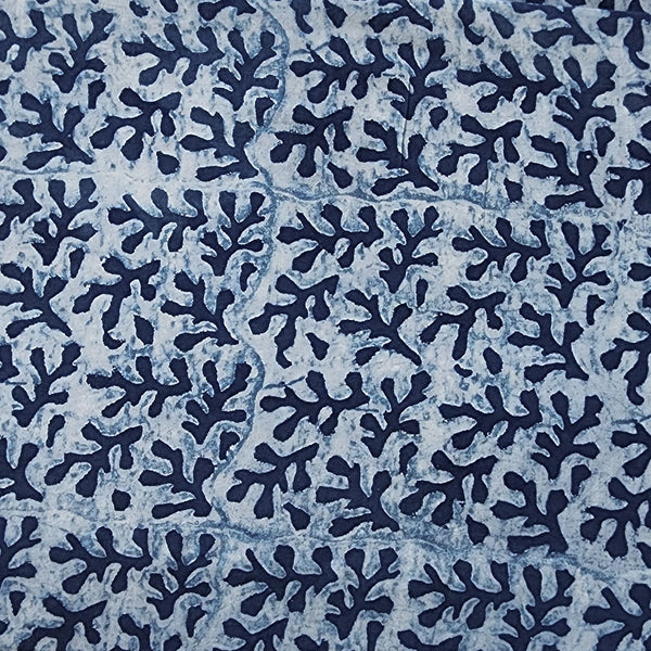 Pure Cotton Akola Indigo Grass Hand Block Print Fabric