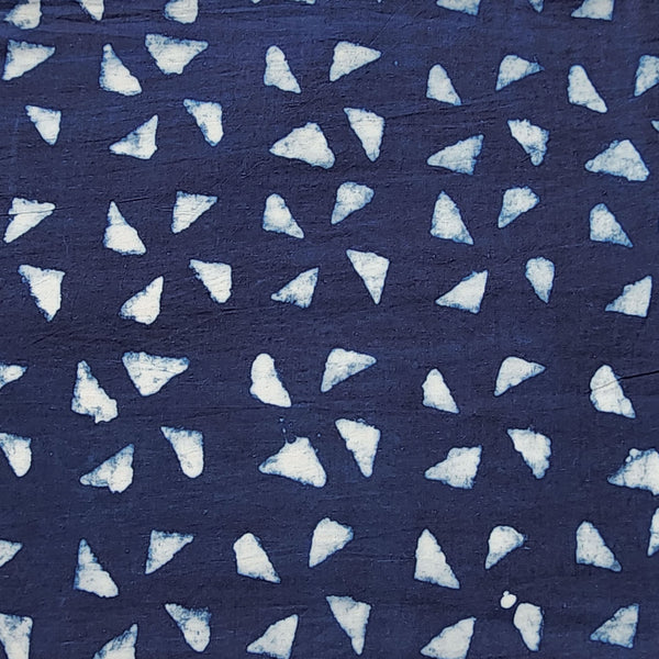 Pure Cotton Dark Indigo With Triangle Flower Hand Block Print Fabric