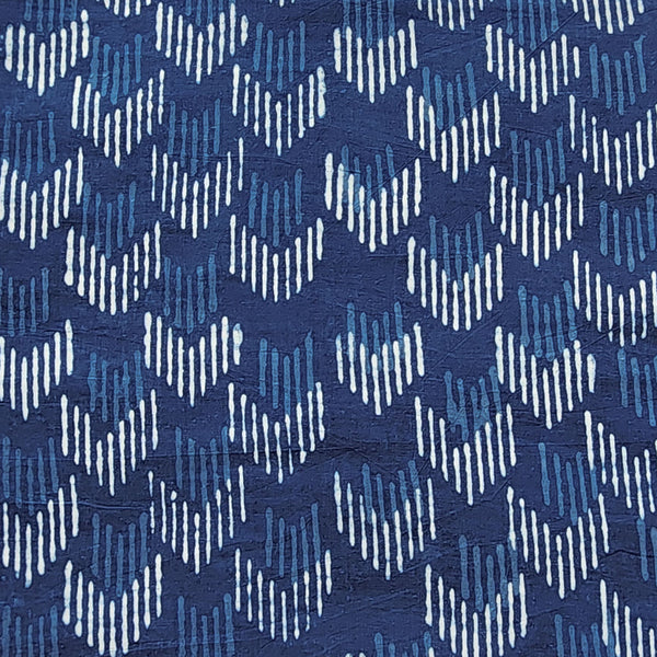 Pure Cotton Indigo Small Strips Design Hand Block Print Fabric