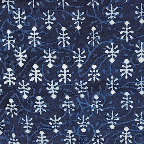 Pure Cotton Indigo Motif Hand Block Print Fabric