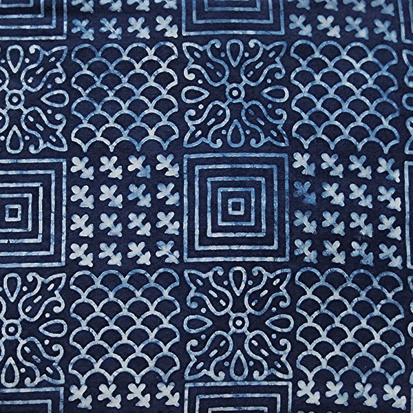 Pure Cotton Indigo White And Blue Different Block Design Hand Block Print Fabric