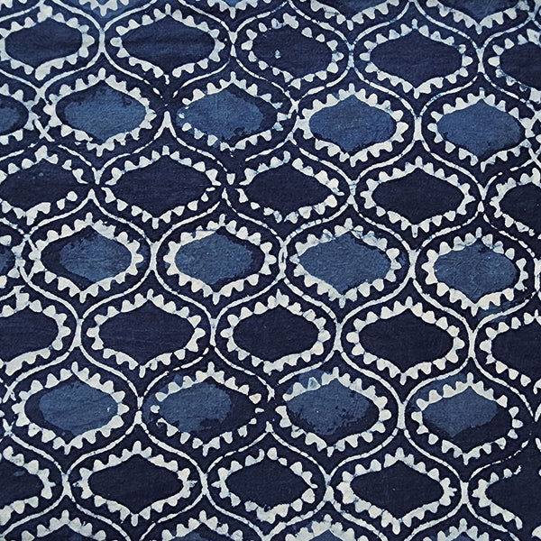 Pure Cotton Indigo  Intricate Design Hand Block Print Fabric