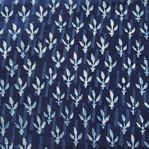 Pure Cotton Indigo Motif  Hand Block Print Fabric