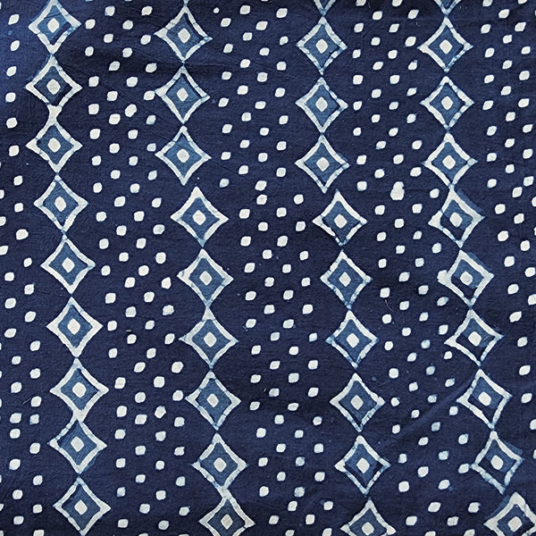 Pure Cotton  Indigo Border Design Hand Block Print Fabric