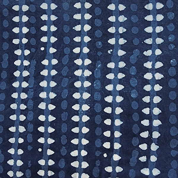 Pure Cotton Indigo Small Triangle Stripes Hand Block Print Fabric