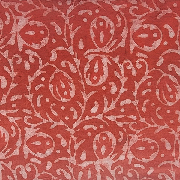 Pure Cotton Dabu Peach With Off White  Fruit Jaal Hand Block Print Fabric