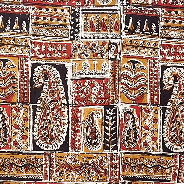 Pure Cotton Bagru Square Kairi Intricate Design Hand Block Print