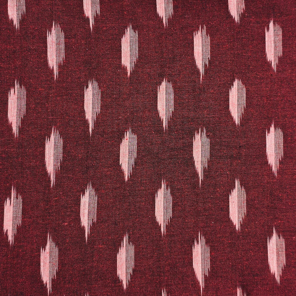 Pure Cotton Ikkat Maroon Tiny Weaves Woven Fabric