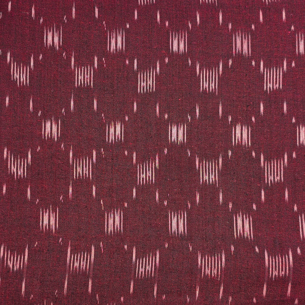 Pure Cotton Ikkat Maroon With White Stripes Box Woven Fabric