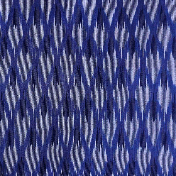 Pure Cotton Ikkat Ink Blue With White Weaves Woven Fabric