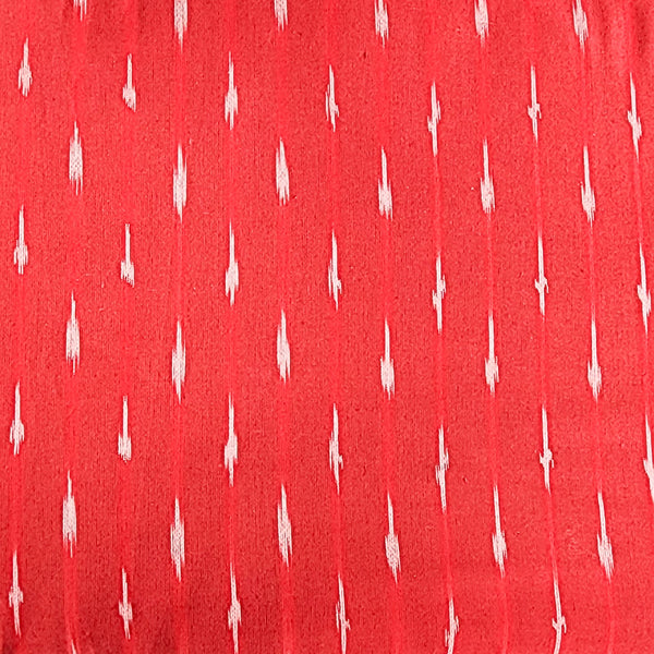 Pure Cotton Ikkat Red Tiny Weaves Woven Fabric