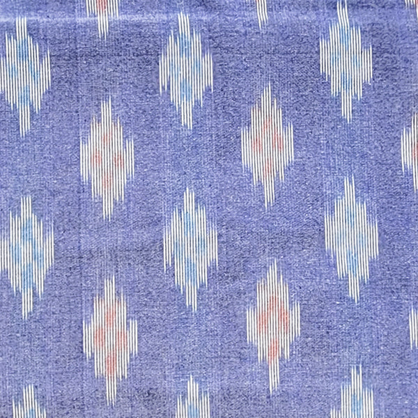 Pure Cotton Ikkat Light Blue With Flower Motif Woven Fabric