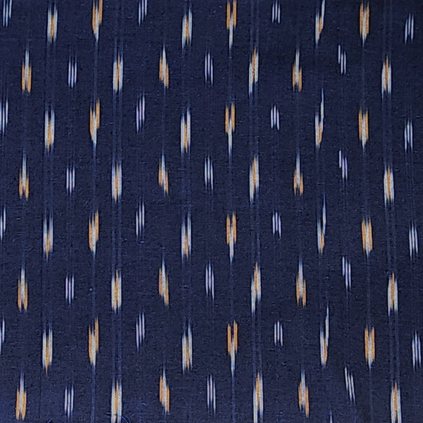 Pure Cotton Ikkat Navy Blue With Weaves Woven Fabric