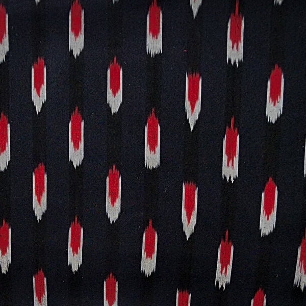 Pure Cotton Ikkat Black With White And Red Tiny Weaves Woven Fabric