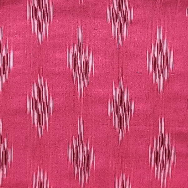 Pure Cotton Ikkat Pink  With  Motifs Weaves Woven Fabric