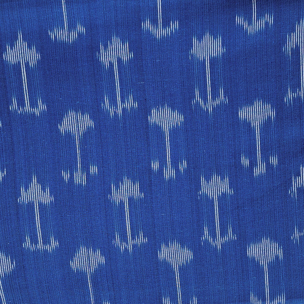 Pure Cotton Ikkat Blue With White Motifs Weaves Woven Fabric