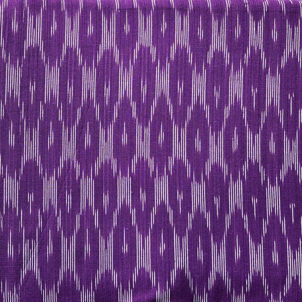 Pure Cotton Ikkat Purple With White Honey Comb Weave Woven Fabric