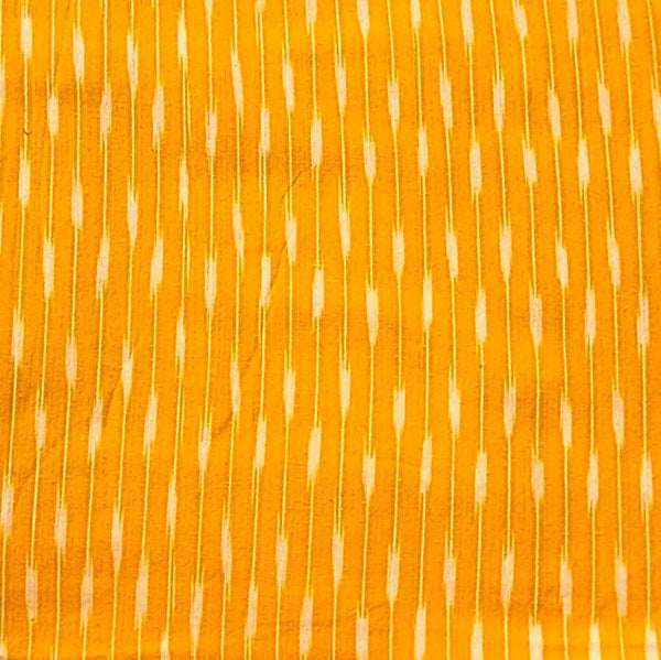 Pure Cotton Ikkat Yellow With Off White Woven Stripes Woven Fabric